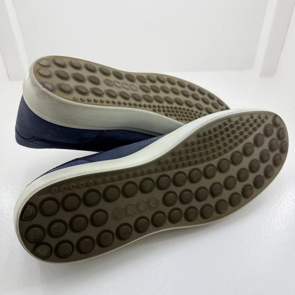 ECCO Soft 7 Street Navy Blue Perforated Leather Sneakers Men's US 12.5 EU 46